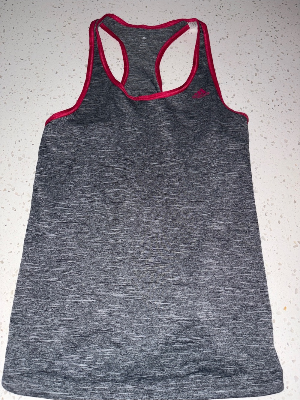 adidas Heather Gray Racerback Tank with Pink Trim